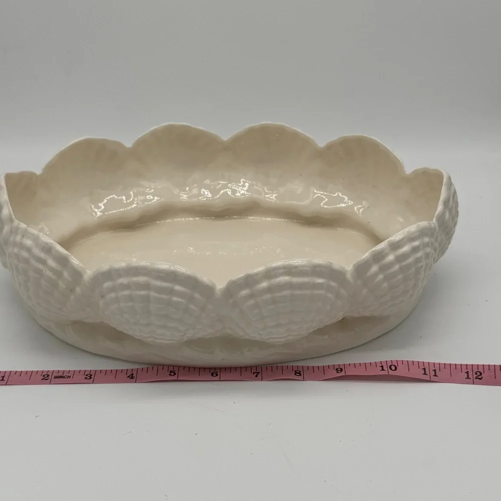 Vtg Atlantic Mold Clamshell Centerpiece Bowl Scalloped Coastal Chic Mermaidcore